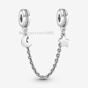 Pandora Half Moon and Star Safety Chain Charm